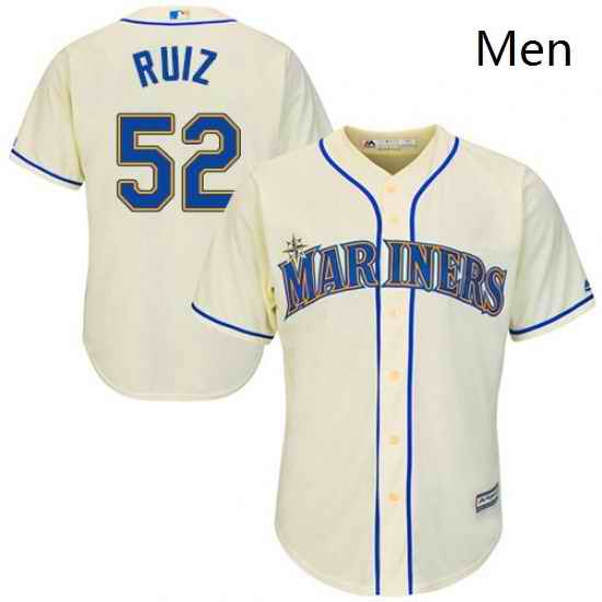Mens Majestic Seattle Mariners 52 Carlos Ruiz Replica Cream Alternate Cool Base MLB Jersey